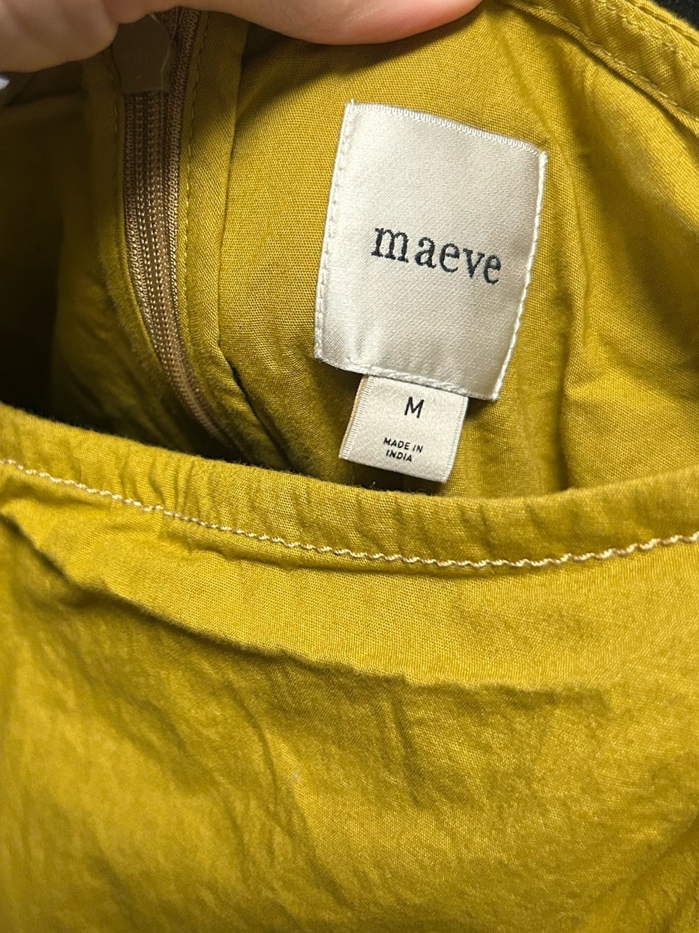 Anthropologie Maeve Mustard Yellow Fit Flare Dress Size M Pockets - Picture 5 of 5